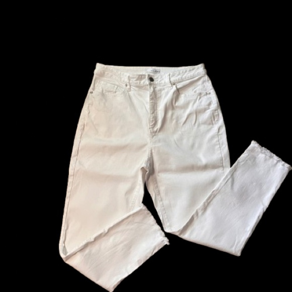 LOFT White Curvy High Waist Straight ankle Denim Stretch 12/ 31